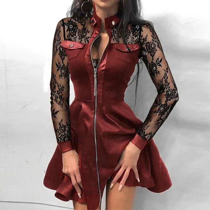 Norvielle Damenkleid Frontreißverschluss Stylisch