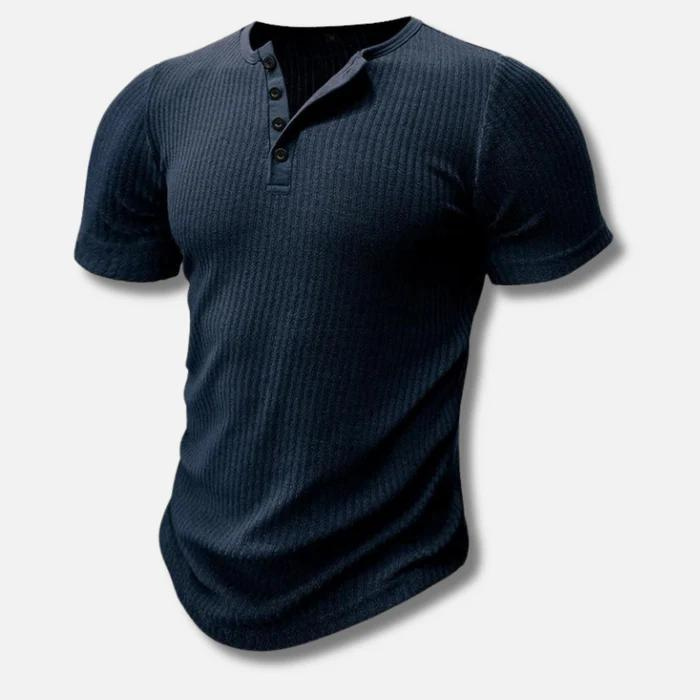 Herren Kurzarm Henley-Shirt mit Knöpfen Weiss nicht spezifiziert,