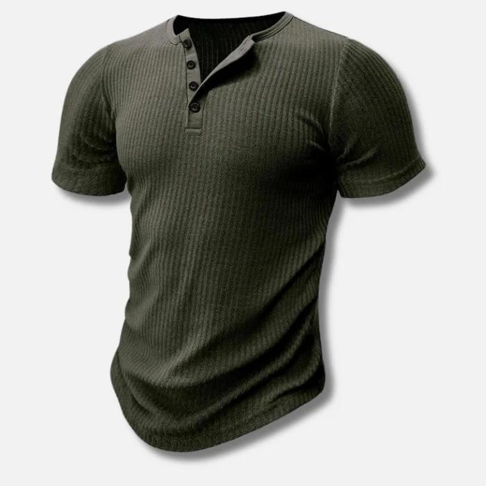 Herren Kurzarm Henley-Shirt mit Knöpfen Weiss nicht spezifiziert,