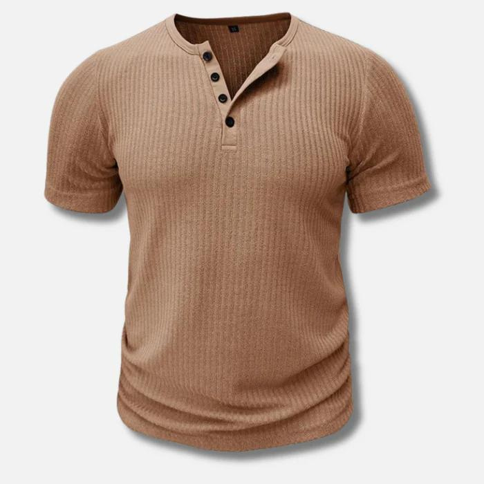 Herren Kurzarm Henley-Shirt mit Knöpfen Weiss nicht spezifiziert,