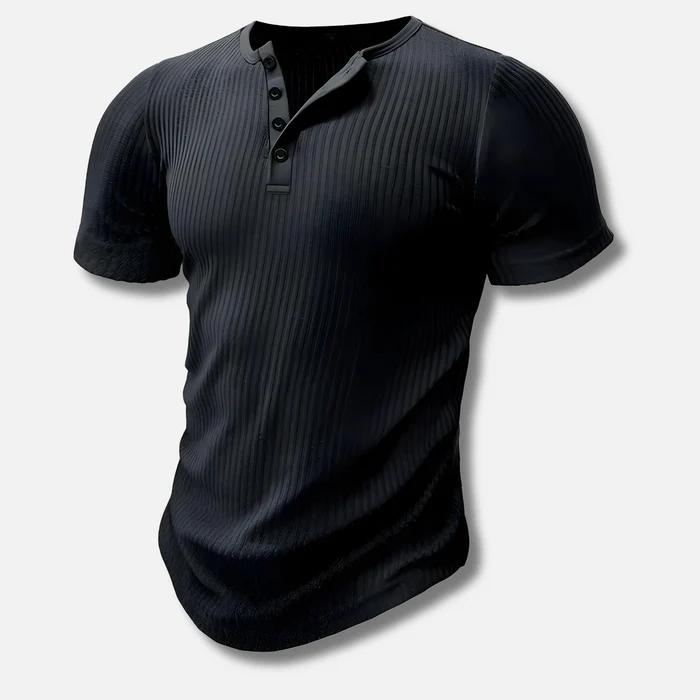 Herren Kurzarm Henley-Shirt mit Knöpfen Weiss nicht spezifiziert,