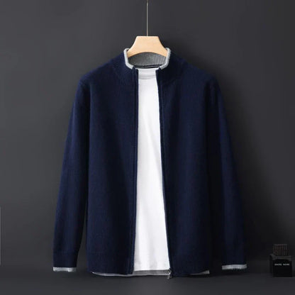 Herren Strickjacke Reißverschluss Stehkragen
