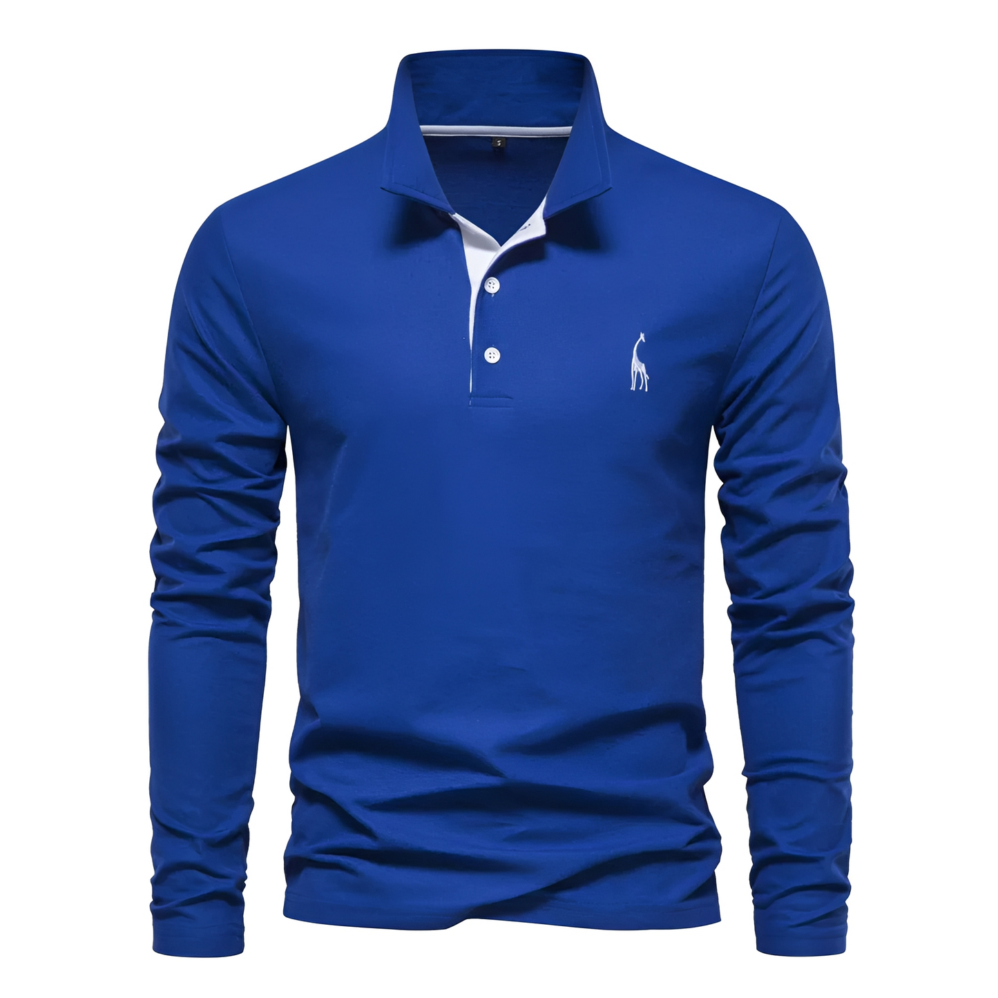 Herren Langarm-Polo-Shirt aus Baumwolle Weiß