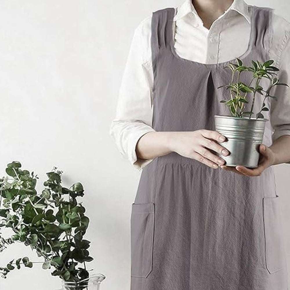Koreanisches Kreuzrücken-Schürzenkleid Damen Baumwolle