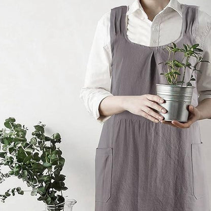 Koreanisches Kreuzrücken-Schürzenkleid Damen Baumwolle