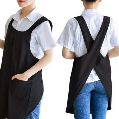 Koreanisches Kreuzrücken-Schürzenkleid Damen Baumwolle