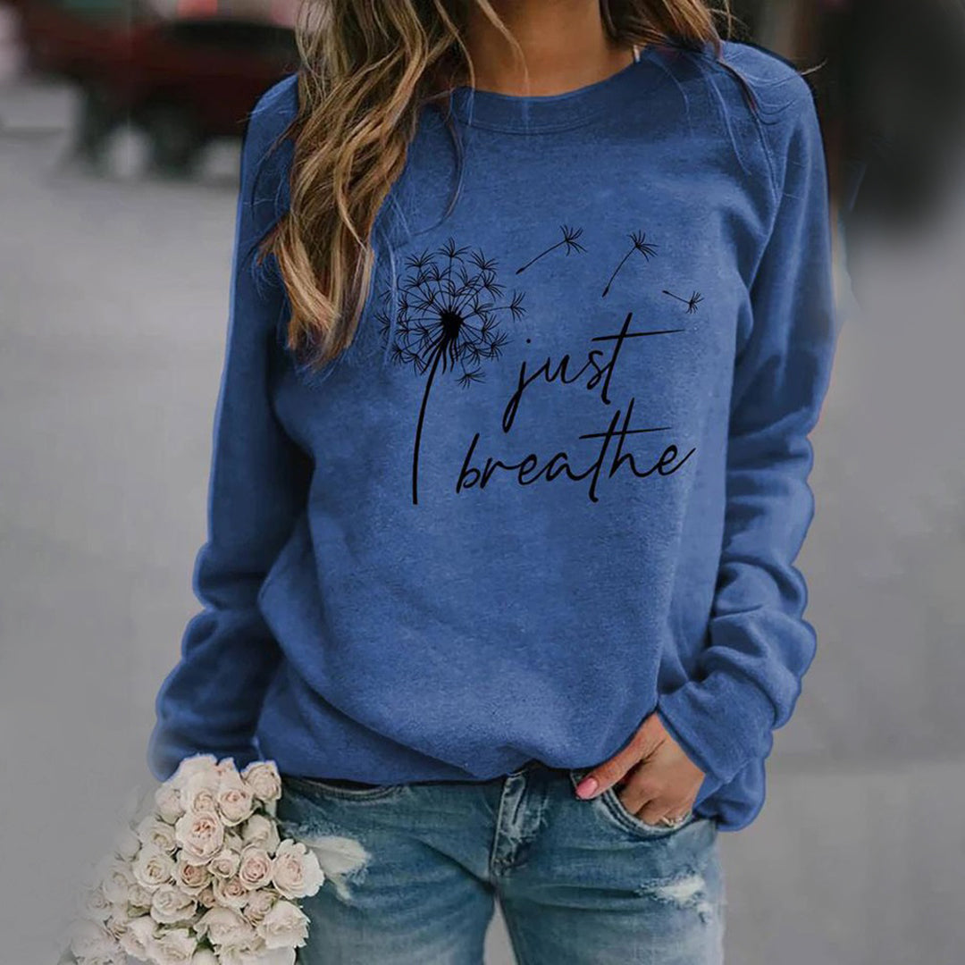 Damen Sweatshirt Rundhals Weicher Baumwollmix Grafikdruck