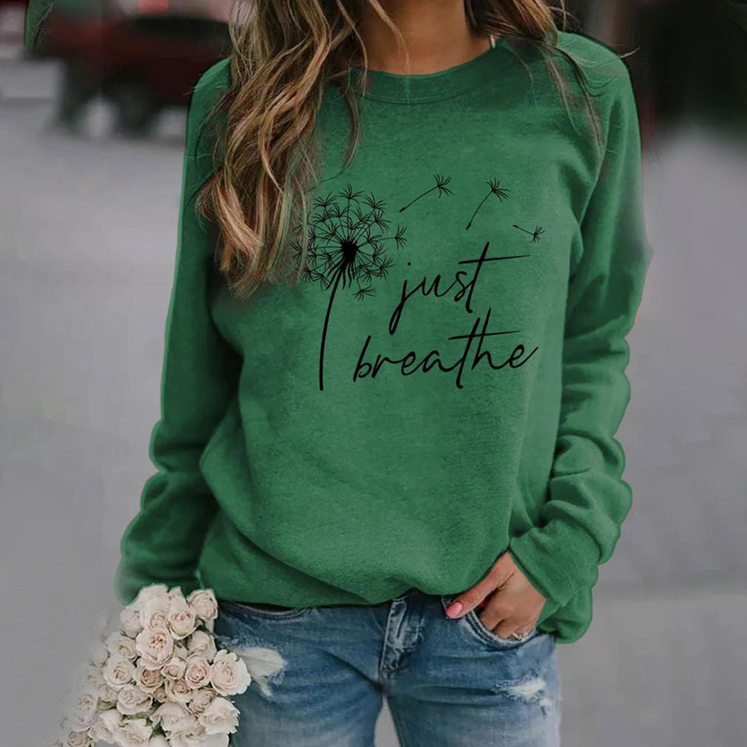 Damen Sweatshirt Rundhals Weicher Baumwollmix Grafikdruck