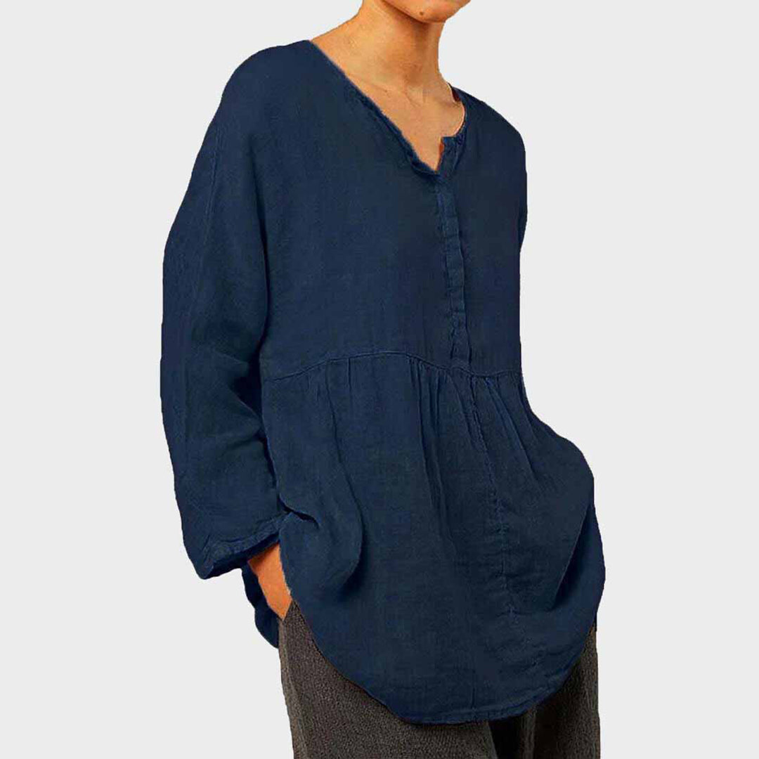 Damen Leinen Tunika Natürlich Beige - Norvielle