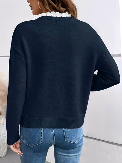 Damen Bluse Spitze Elegant Weiß