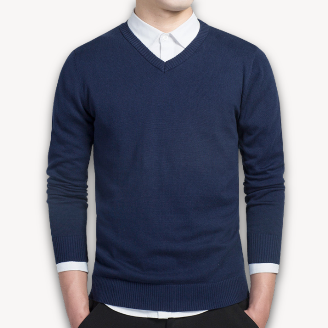 V-Ausschnitt Pullover Schmal Schnitt Business