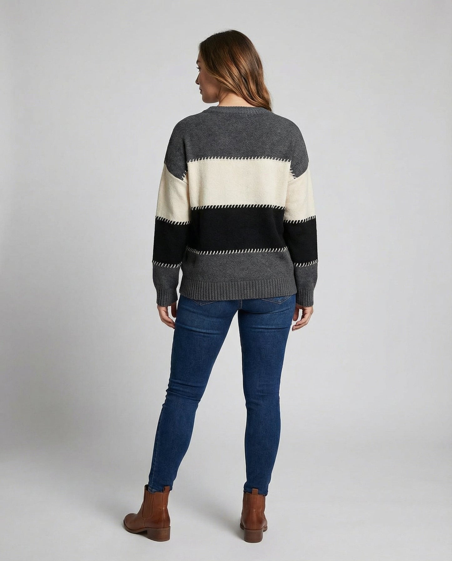 Damen Streifenpullover Bequem Locker