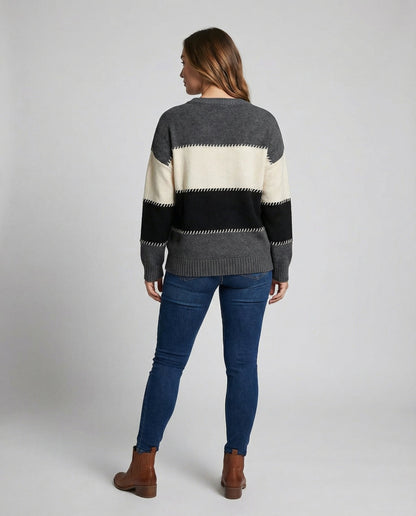 Damen Streifenpullover Bequem Locker