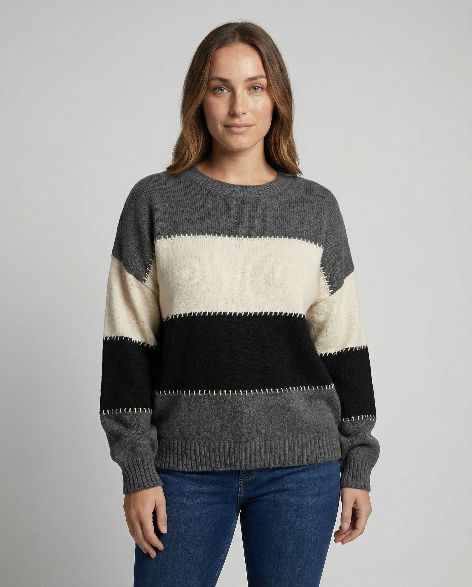 Damen Streifenpullover Bequem Locker - Norvielle