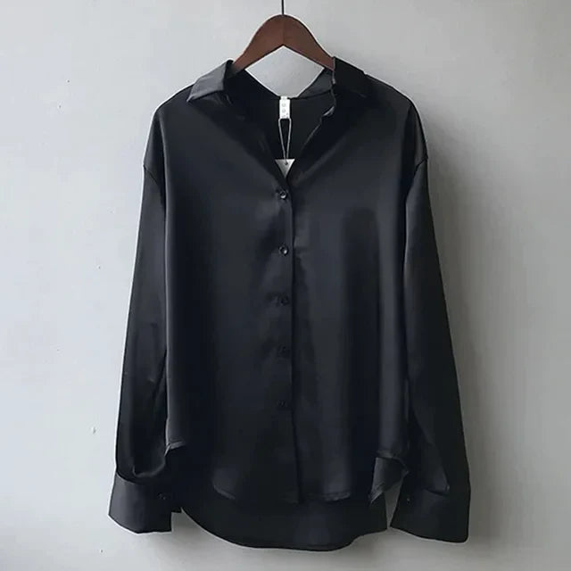 Damen Formelle Bluse Langärmlig Mit Kragen Knopfleiste