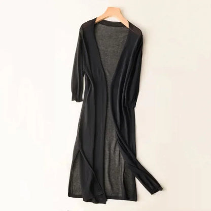 Damen Lange Strickjacke Leicht Drapé-Stil