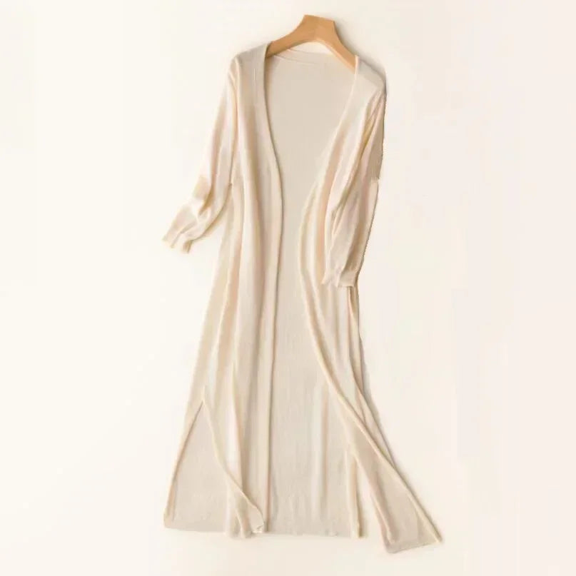 Damen Lange Strickjacke Leicht Drapé-Stil