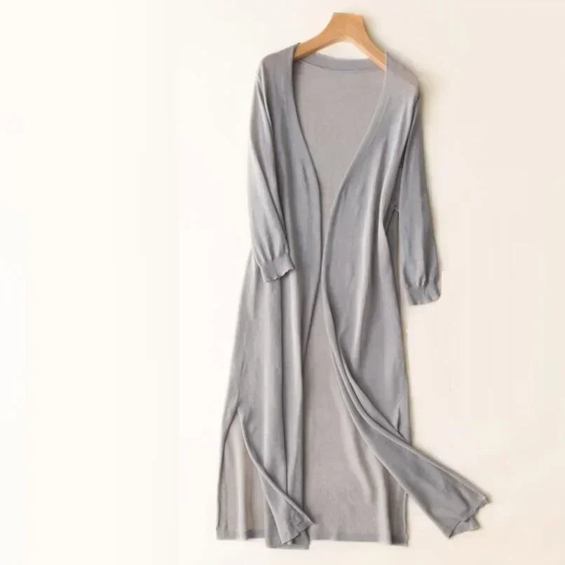 Damen Lange Strickjacke Leicht Drapé-Stil