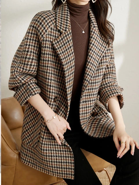 Damen Kariertes Blazer-Jackett Frühjahr - Norvielle