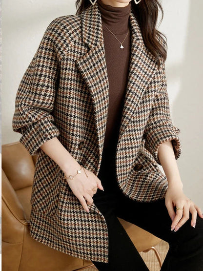 Damen Kariertes Blazer-Jackett Frühjahr - Norvielle
