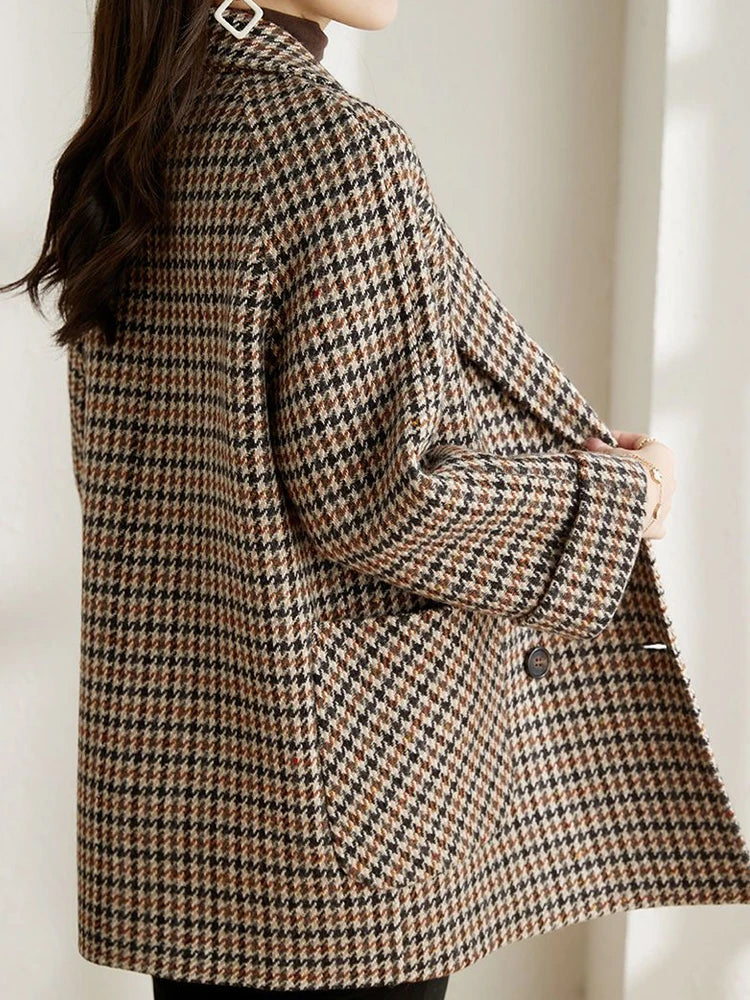 Damen Kariertes Blazer-Jackett Frühjahr