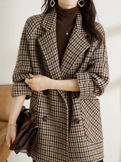 Damen Kariertes Blazer-Jackett Frühjahr