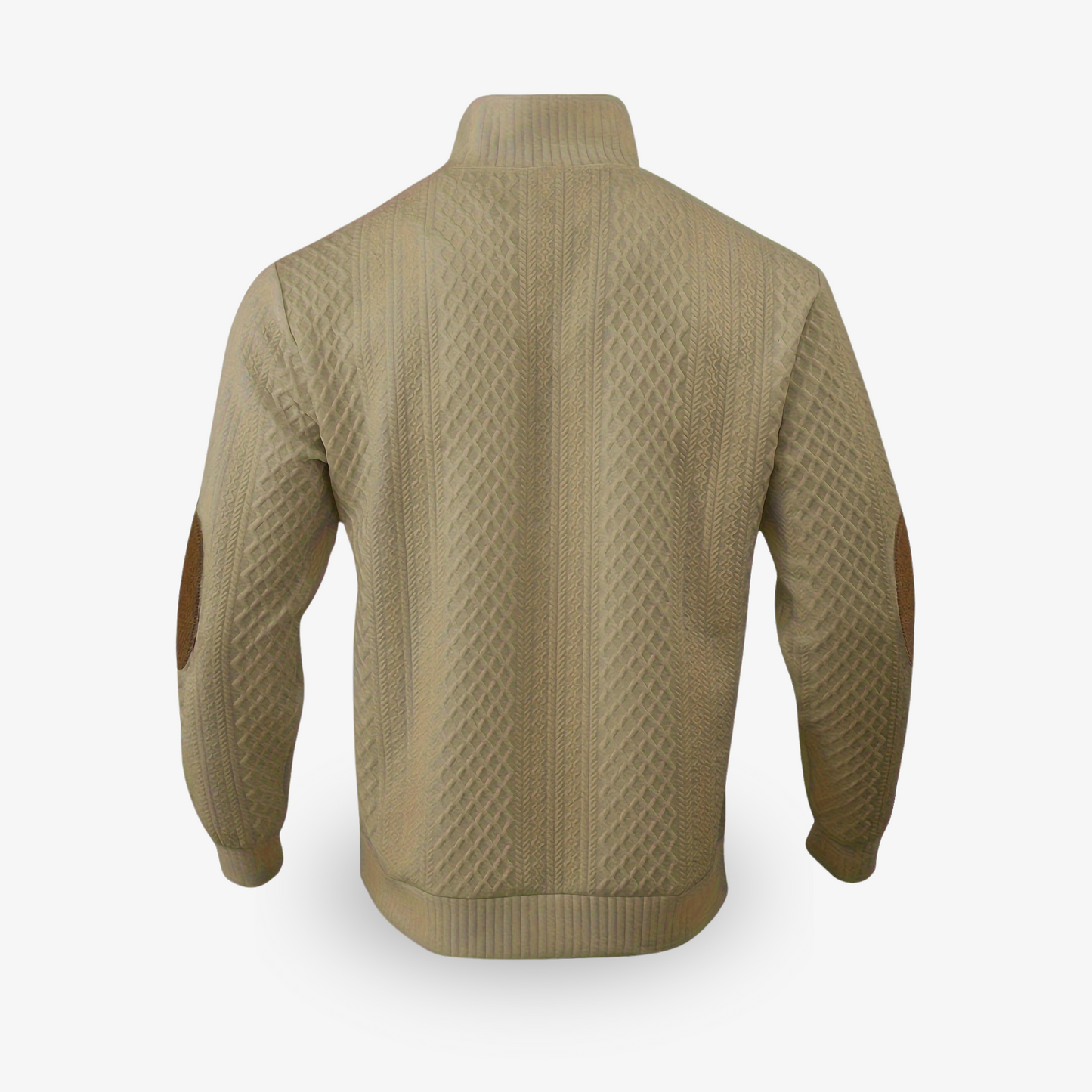 Herren Strickpullover halbgeknöpft Struktur Optik Beige