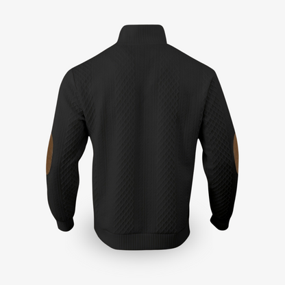 Herren Strickpullover halbgeknöpft Struktur Optik Beige