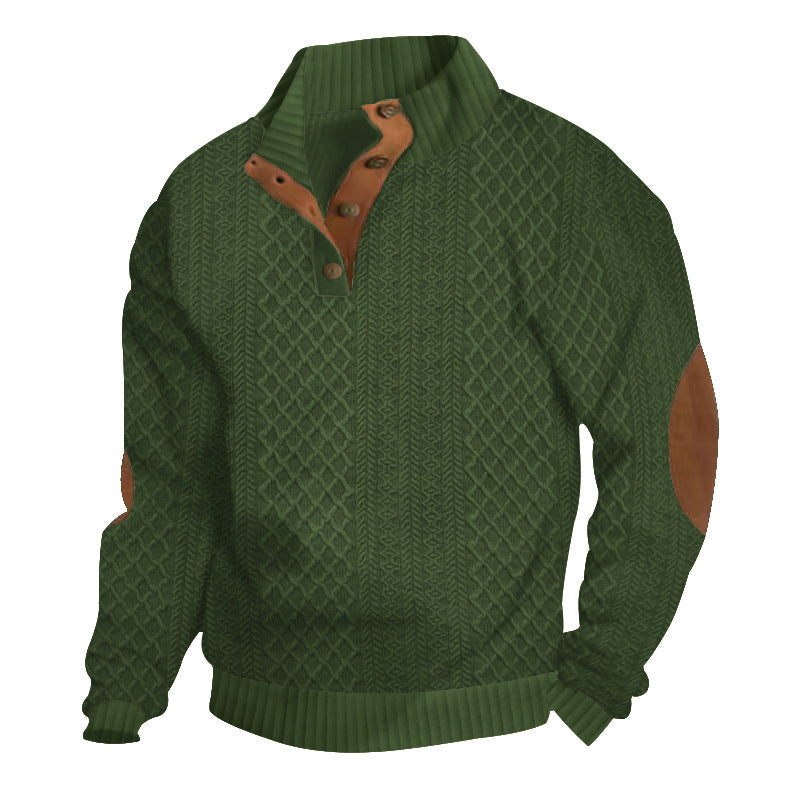 Herren Strickpullover halbgeknöpft Struktur Optik Beige