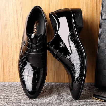 Elegante Herren Lack-Schnürschuhe