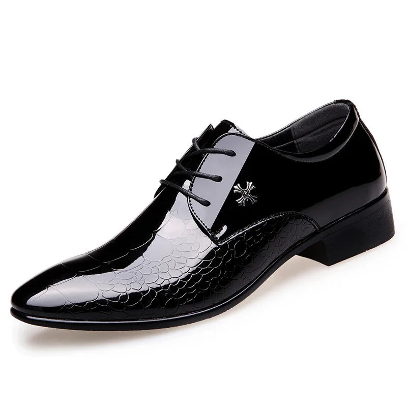 Elegante Herren Lack-Schnürschuhe