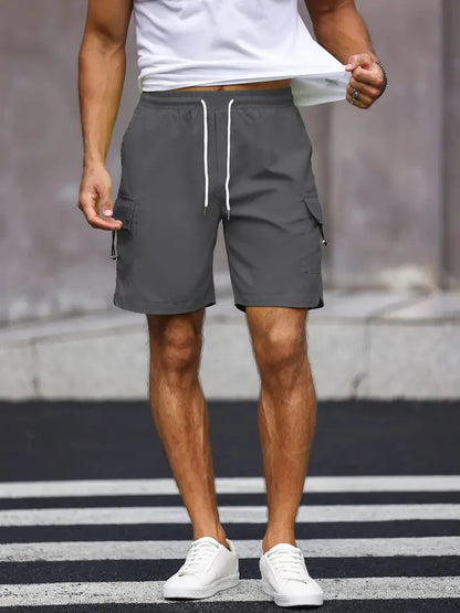 Noam Cargo-Kurzhose | Herren Casual Shorts mit Kordelzug-Grau-S-Chaps Herrenmode