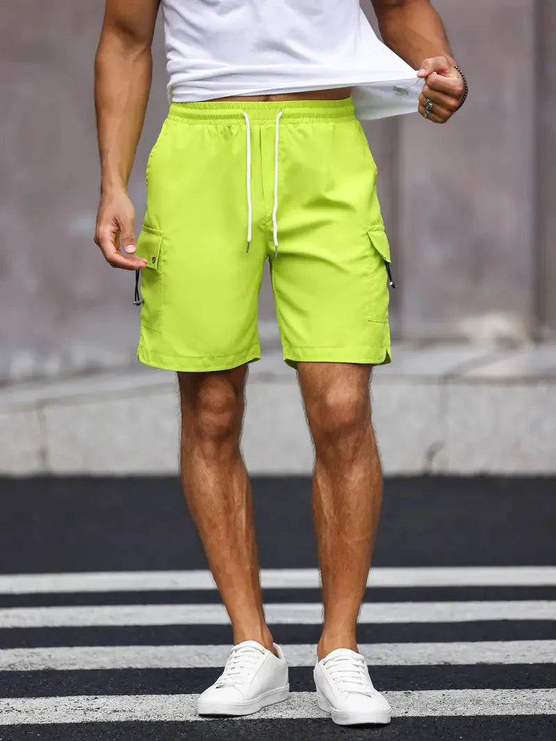 Noam Cargo-Kurzhose | Herren Casual Shorts mit Kordelzug-Hellgrün-S-Chaps Herrenmode