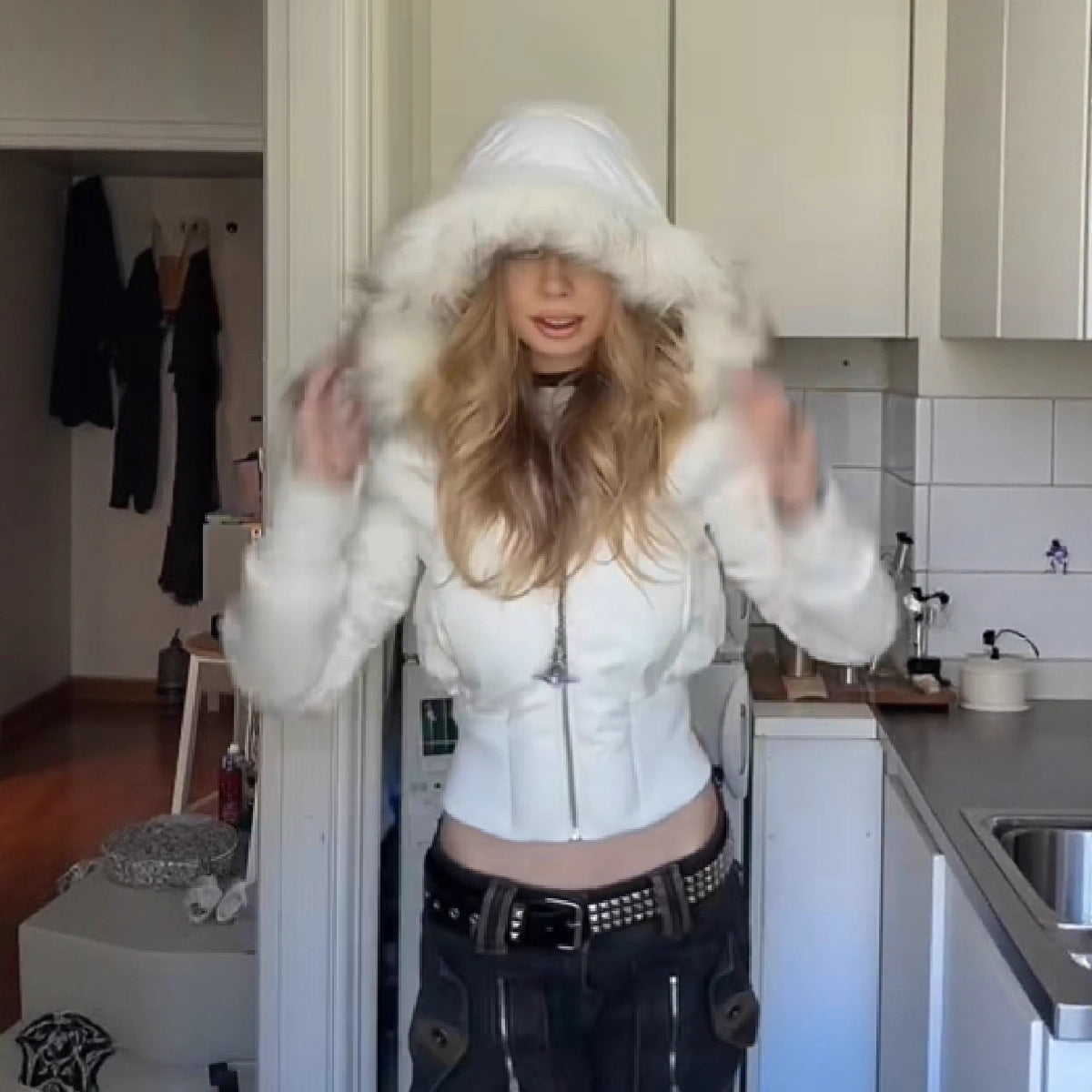 Damen Winter-Kapuzenjacke Warm Stilvoll