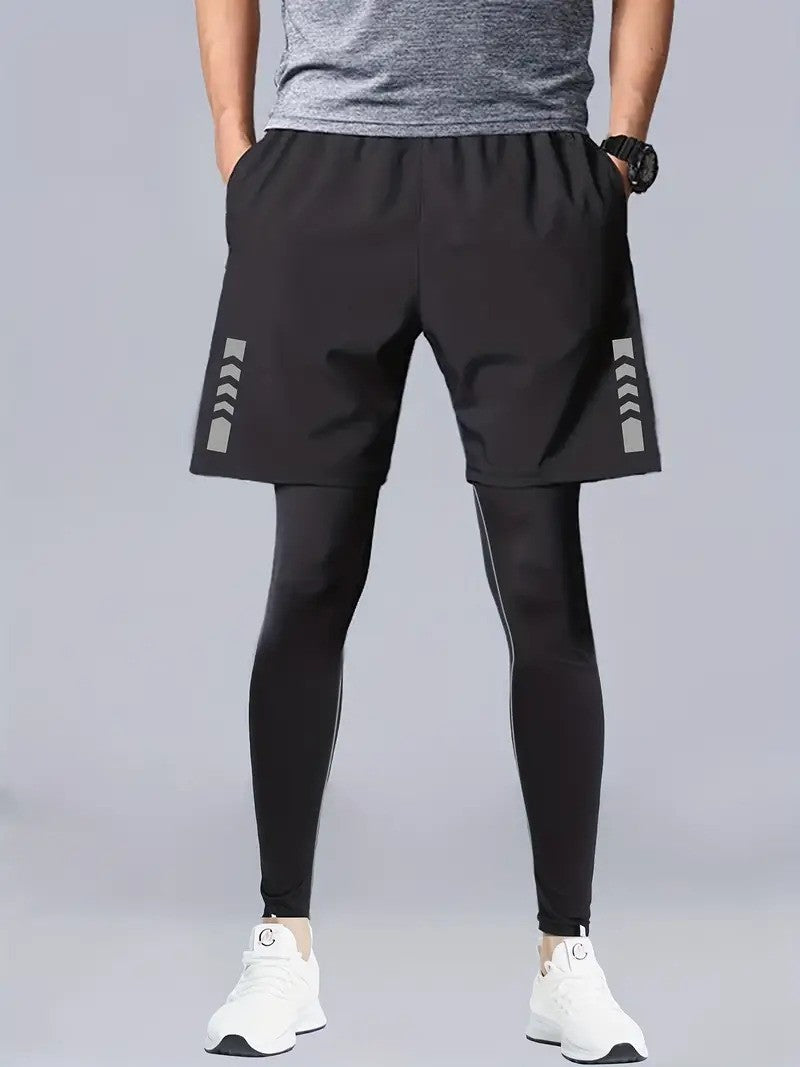 Männer Sportleggings Set Baumwolle Elastisch Schwarz - Norvielle
