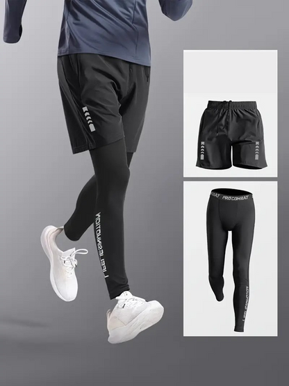 Herren Sportset 2-teilig Tights Shorts