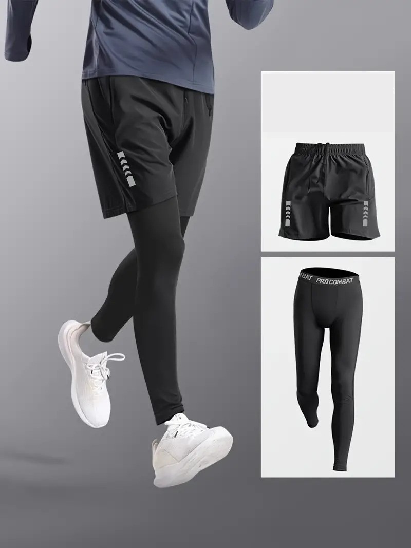 Herren Sportset 2-teilig Tights Shorts