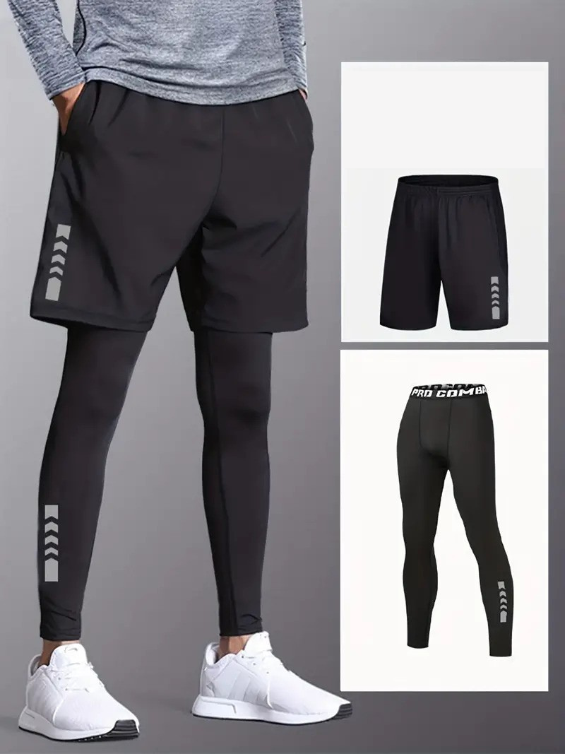 Herren Sportset 2-teilig Tights Shorts
