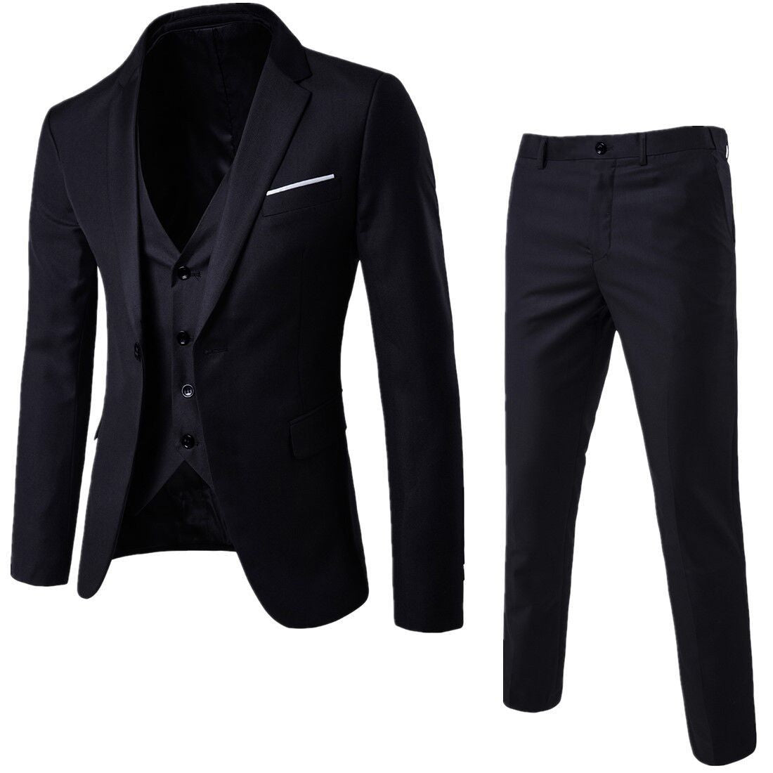 Herren Hochzeitsanzug Komplett Modern Schwarz - Norvielle