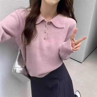 Damen Pullover mit Polokragen Weiches Strick Norvielle - Norvielle