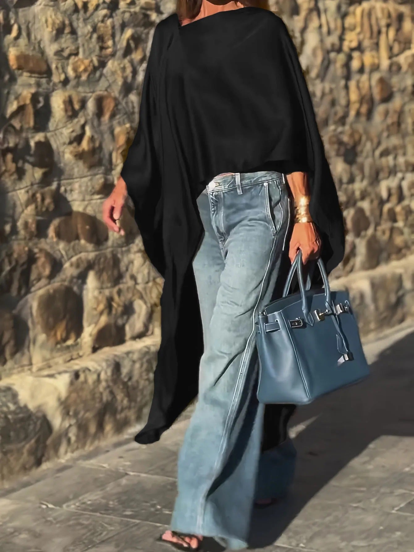 Damen Oversized-Oberteil Fließender Schnitt Norvielle