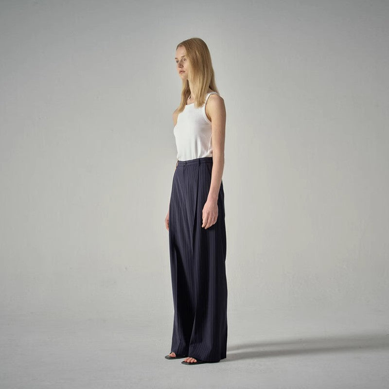 Damen Stoffhose Weites Bein Streifen Norvielle