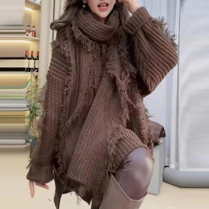 Damen Grobstrickpullover V-Ausschnitt Französer