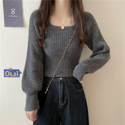 Damen Rippstrickpullover Weite Ärmel Norvielle