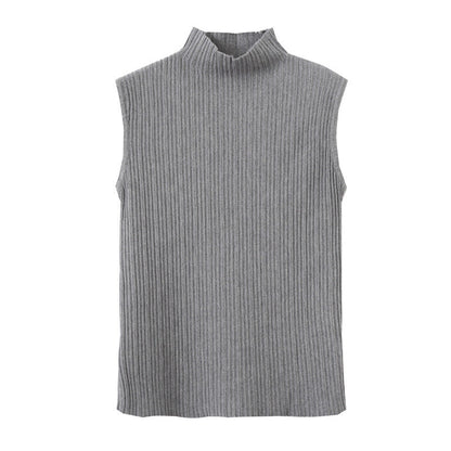 Damen Rippstrick Oberteil Hellbeige Stehkragen Norvielle