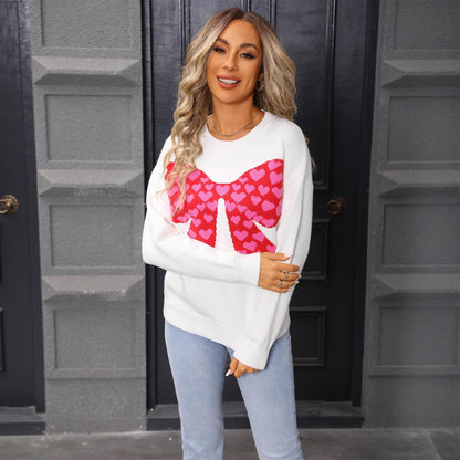 Damen Pullover Herzmotiv Weite Ärmel Norvielle