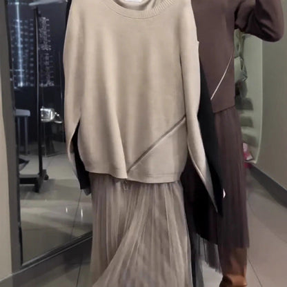 Damen Asymmetrischer Pullover mit Drapierung Norvielle