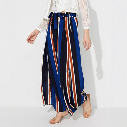 Damen Palazzo-Hose Streifenmuster Weite Bein Norvielle
