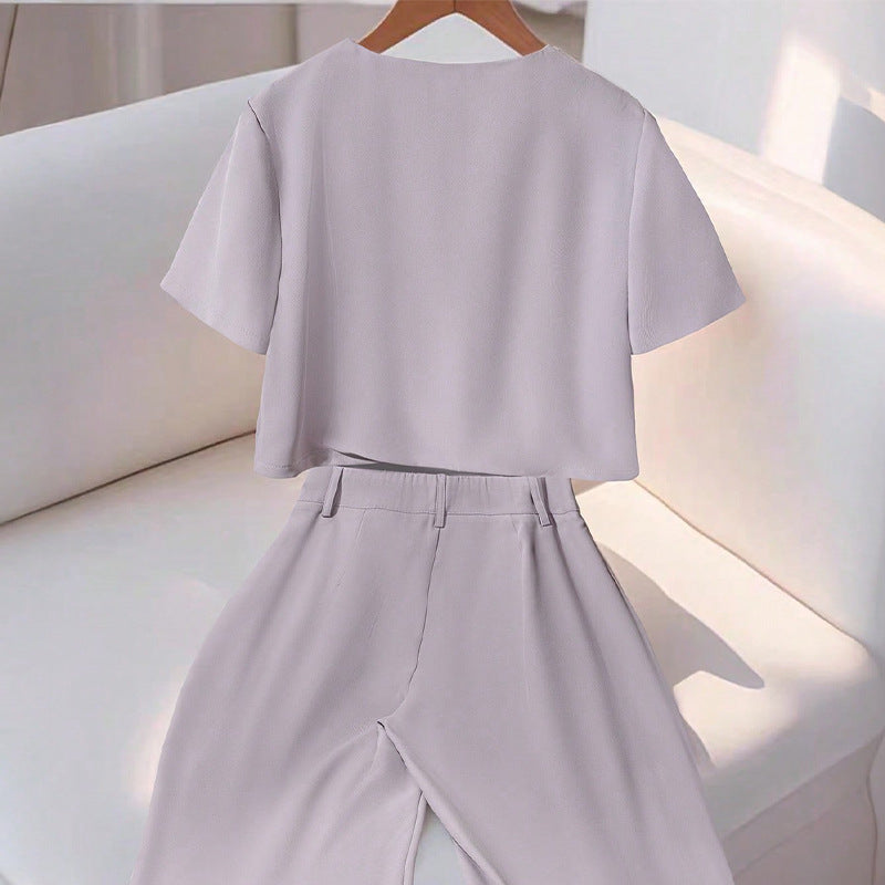 Damen Set Kurzes Oberteil Elegante Hose