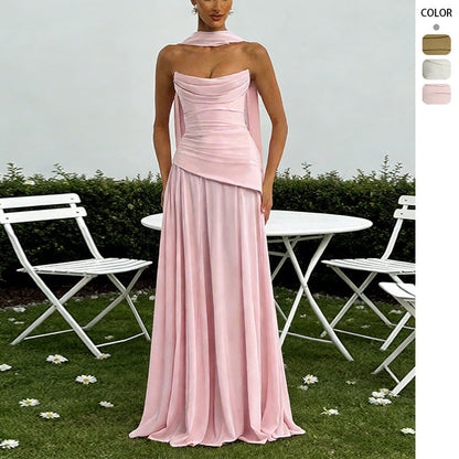 Damen Abendkleid Elegantes Wasserfall-Ausschnitt Voluminöser Rock - Norvielle